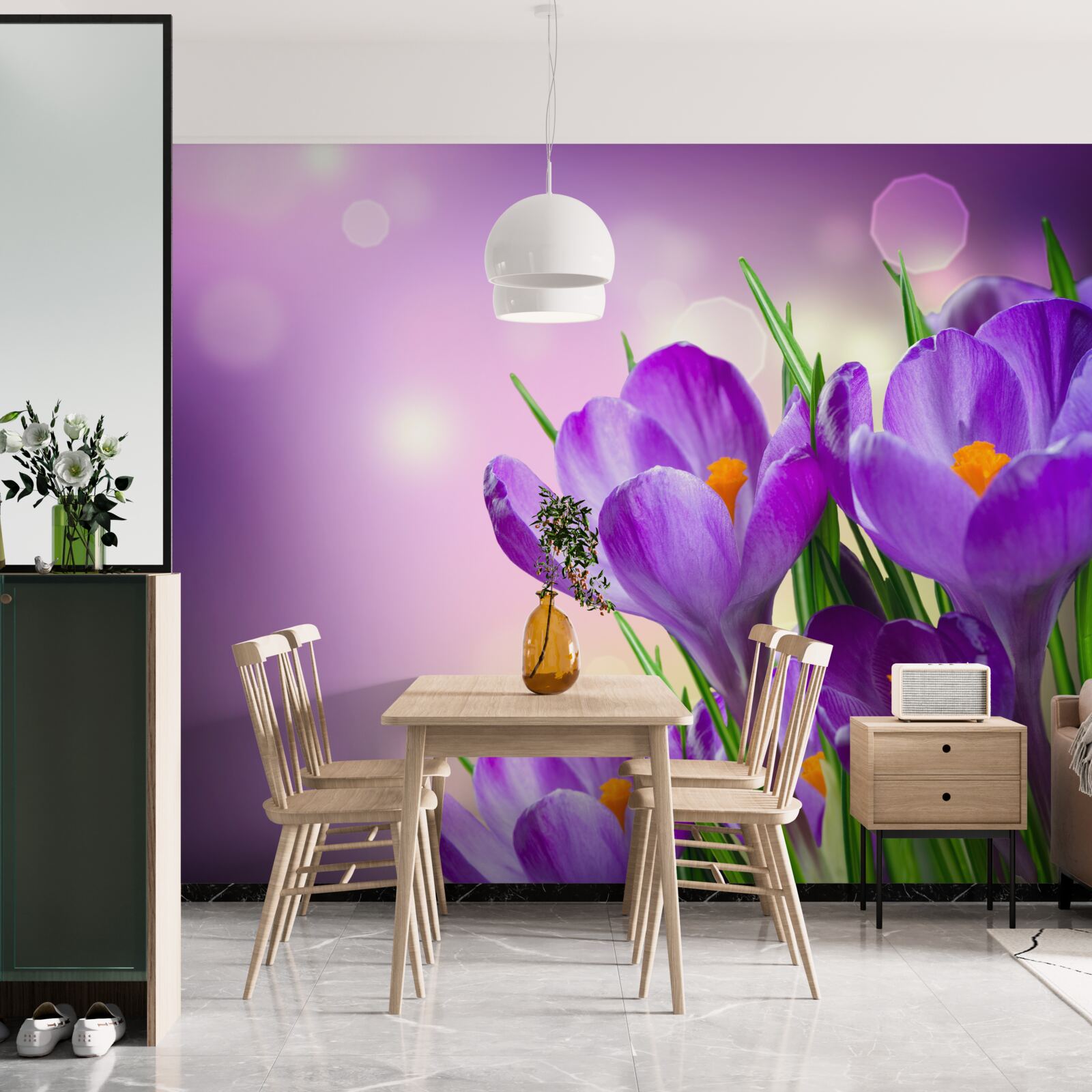 Papier peint des crocus violets attrayants