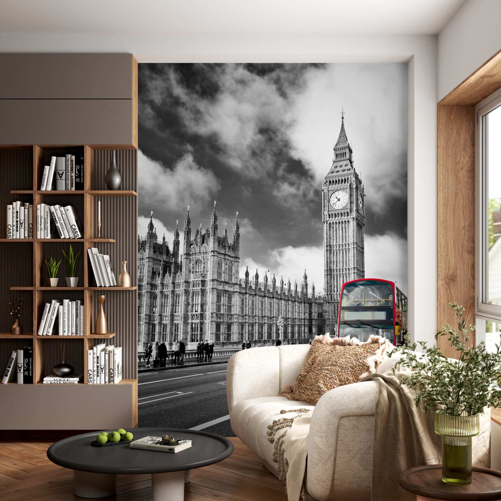 Papier peint big ben et le bus rouge