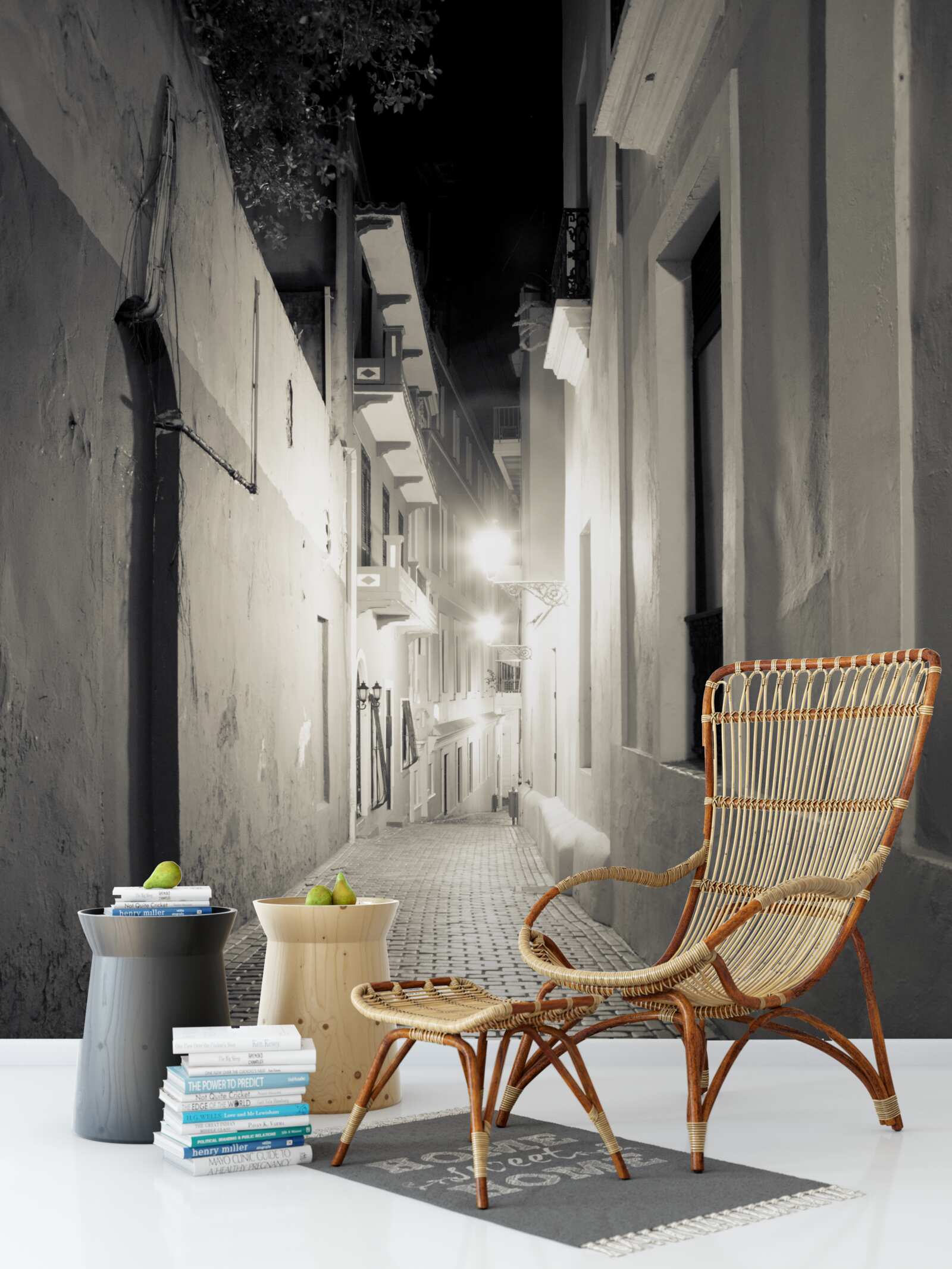 Papier peint une rue nocturne sans personne