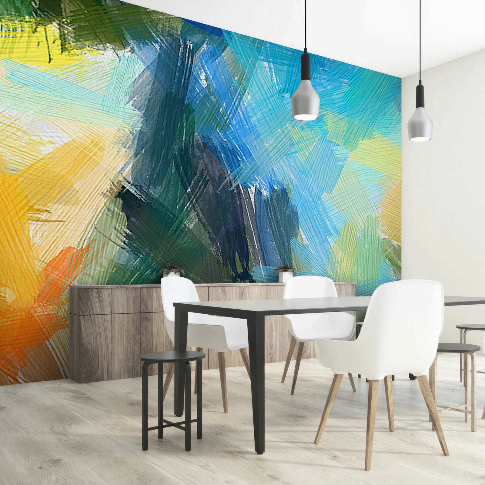 Papier peint abstraction automnale réalisée à la peinture à l'huile