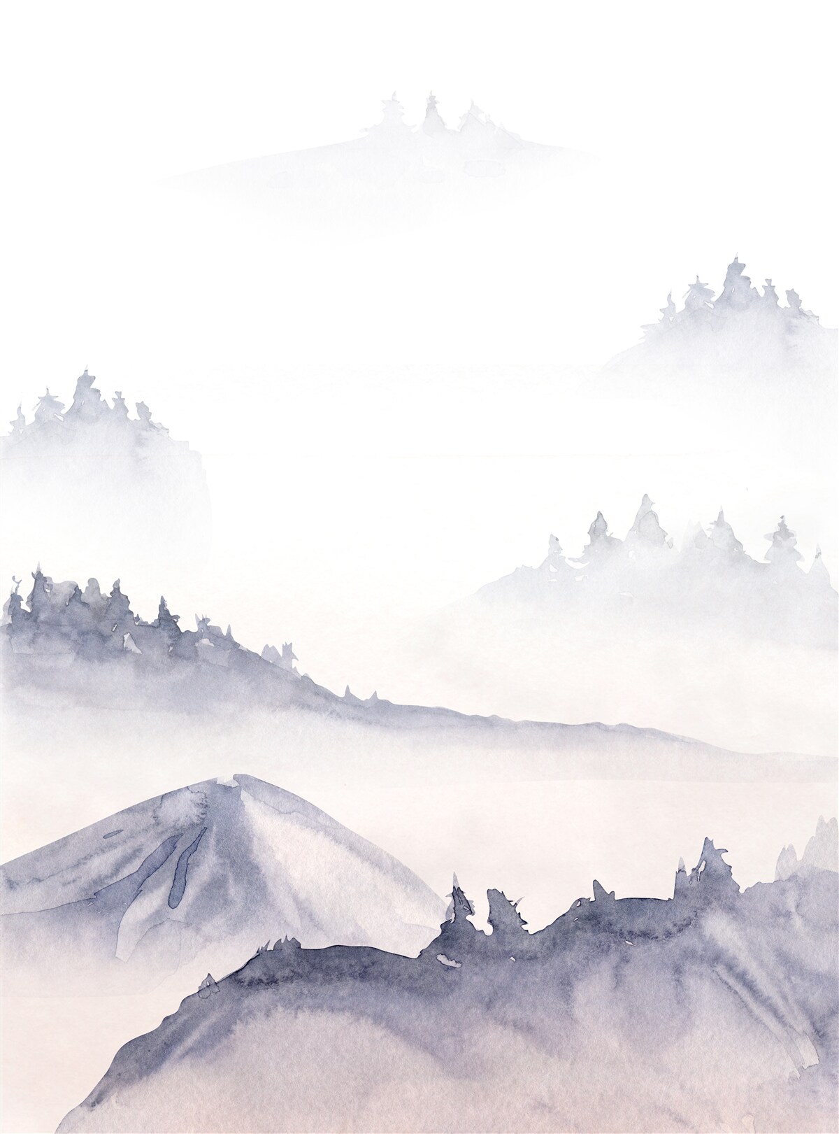 Papier peint les montagnes sont plongées dans le brouillard