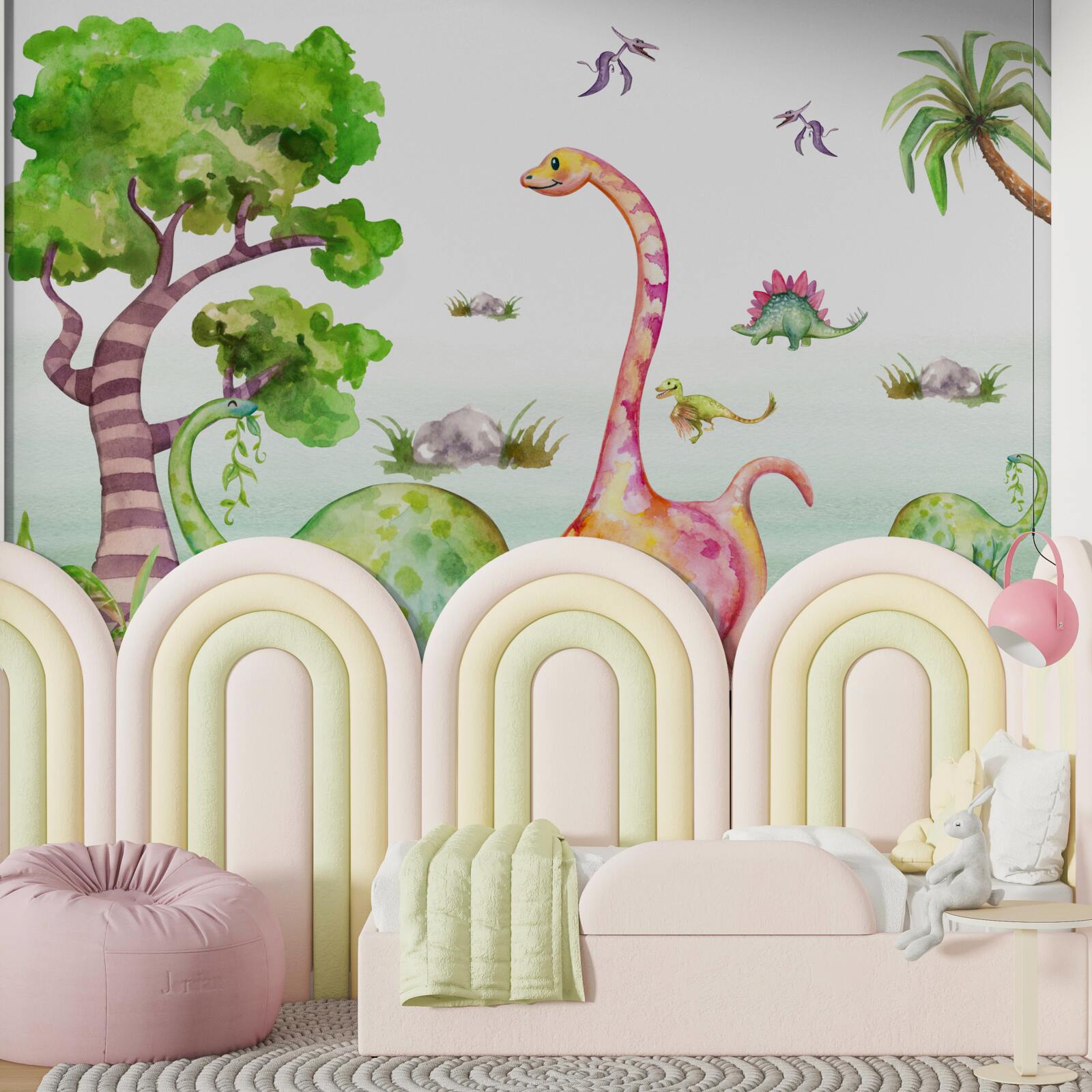 Papier peint dinosaures animés en promenade