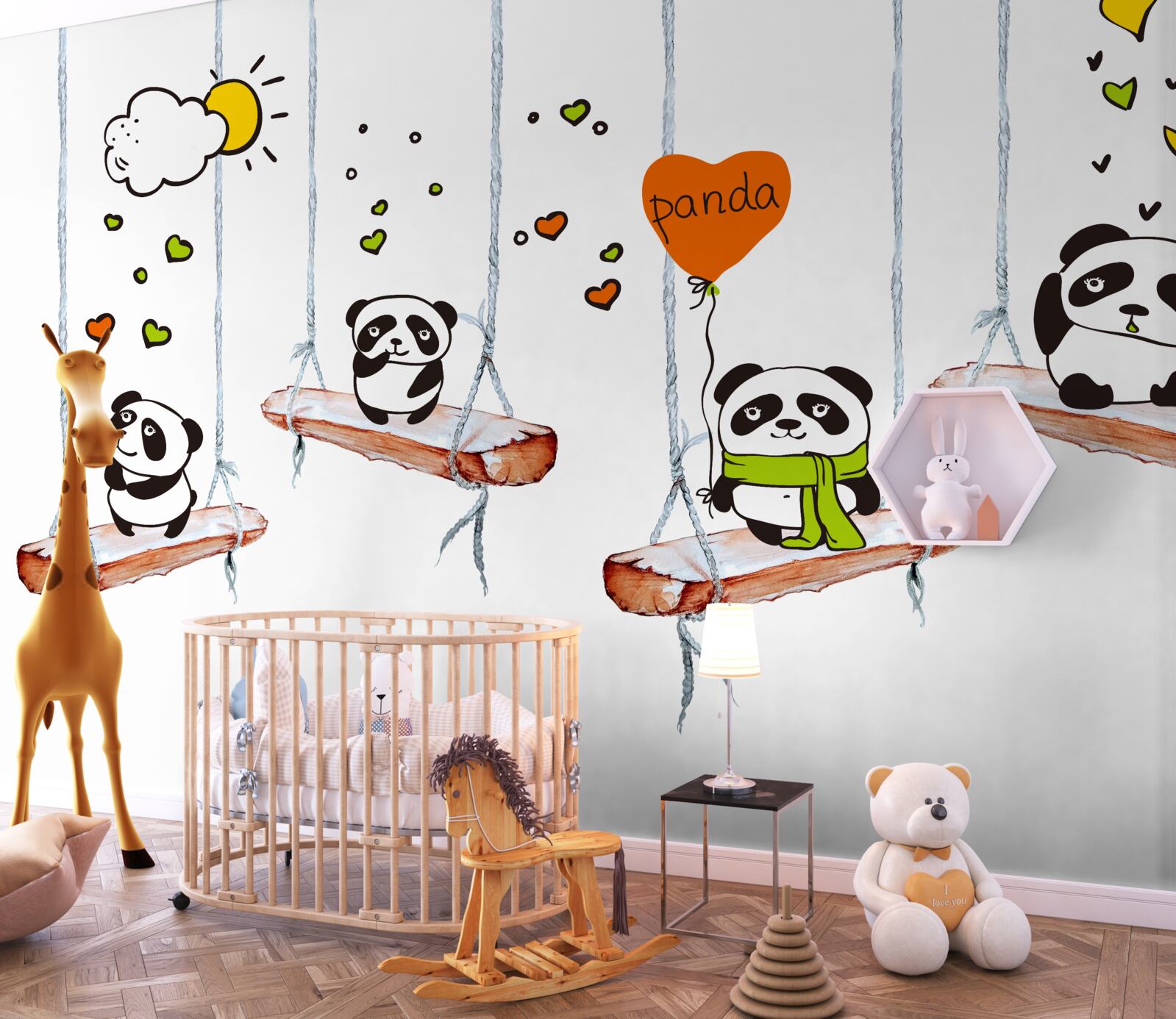 Papier peint pandas à bascule