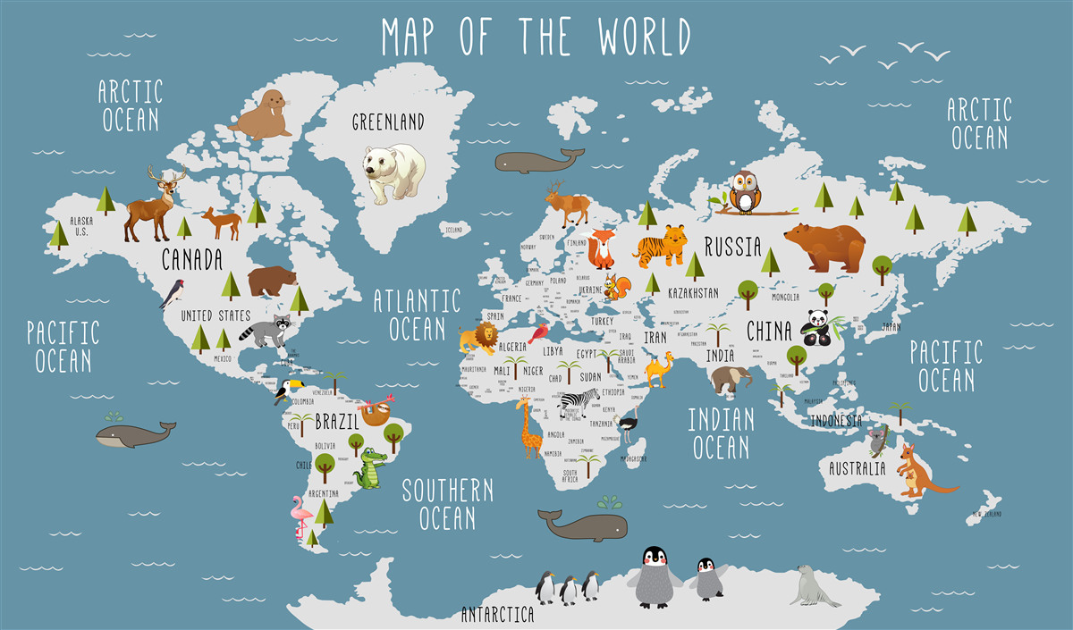 Papier peint carte en esthétique animée