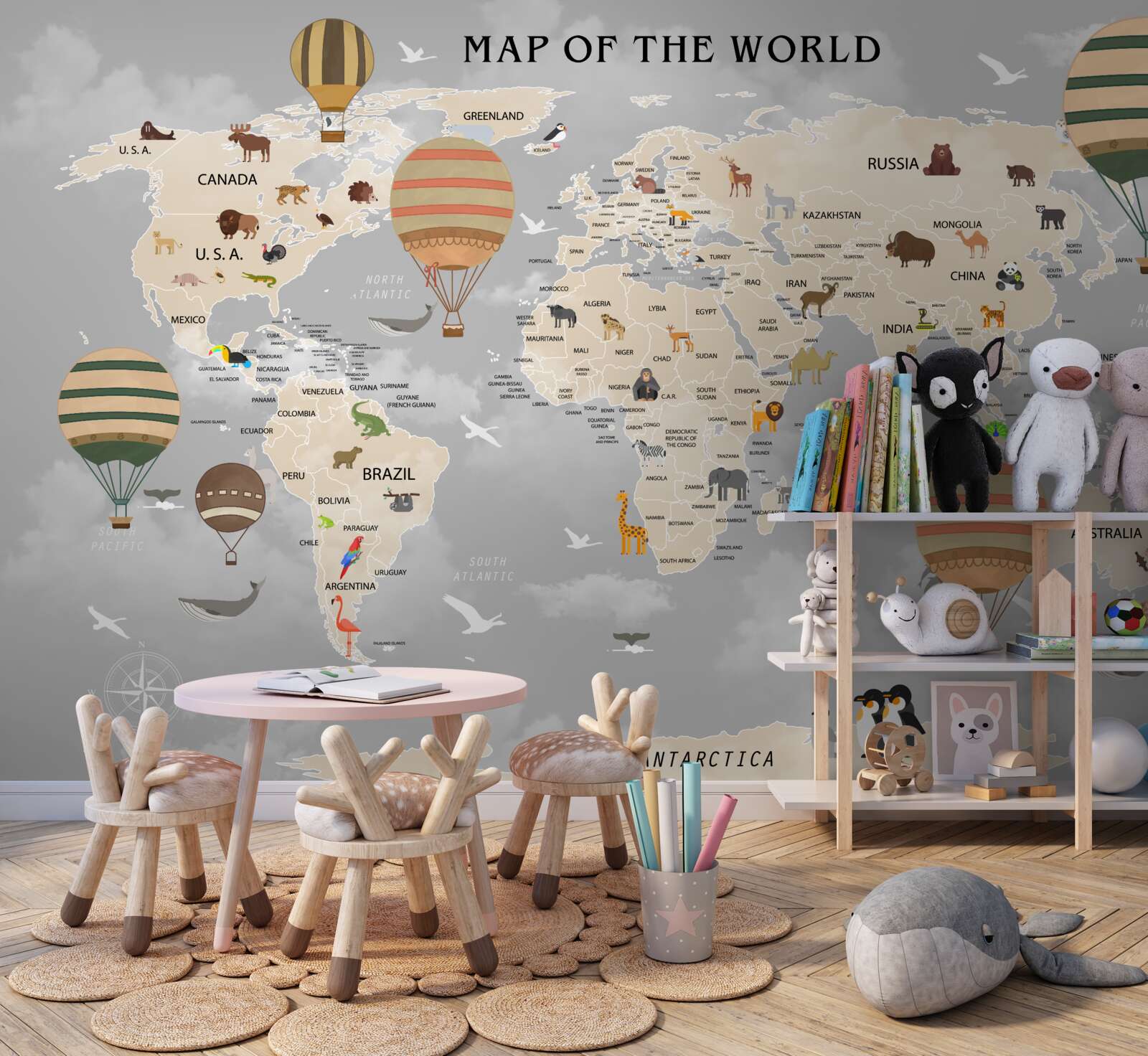 Papier peint globe et ballons
