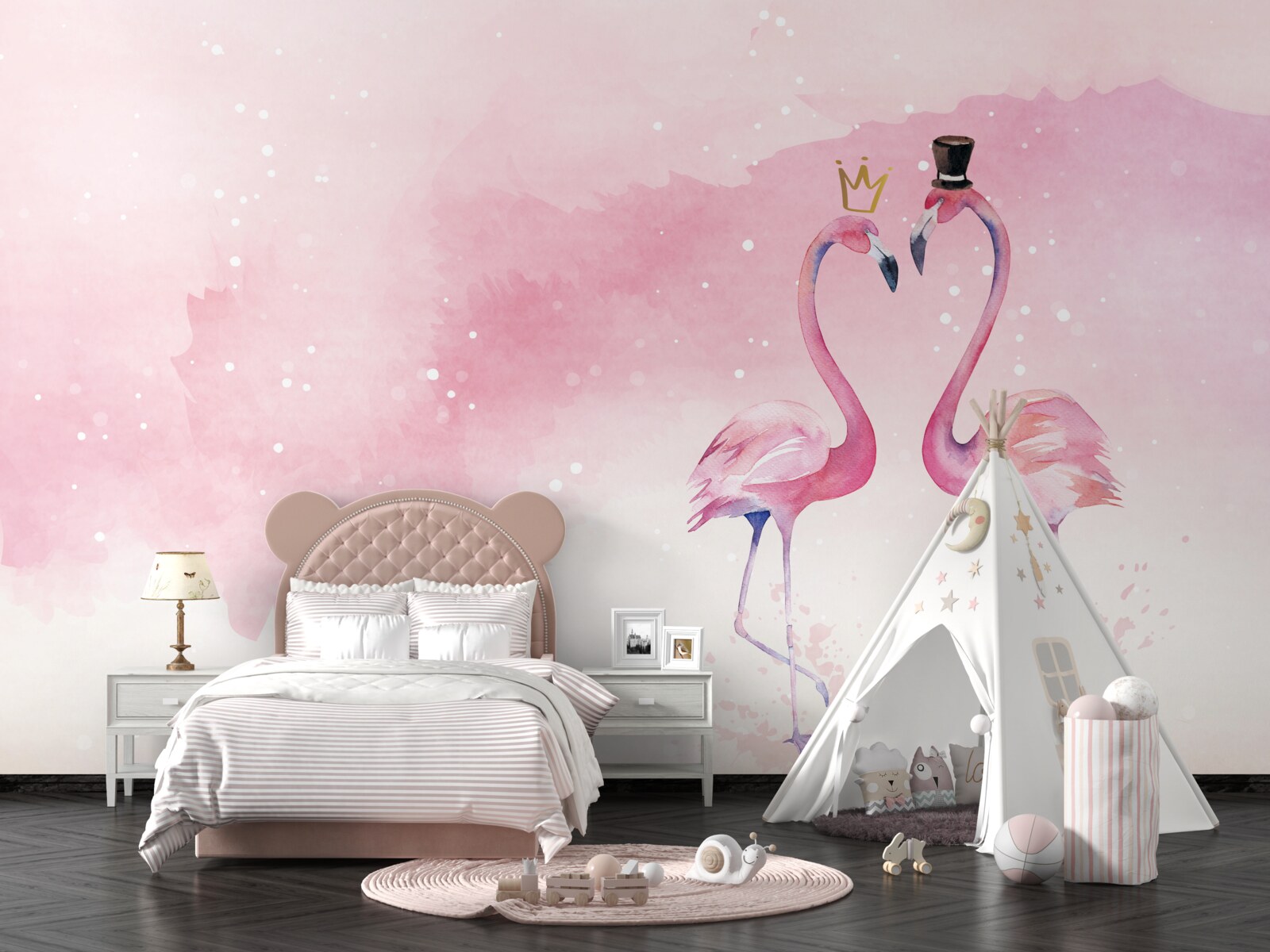 Papier peint deux flamants roses