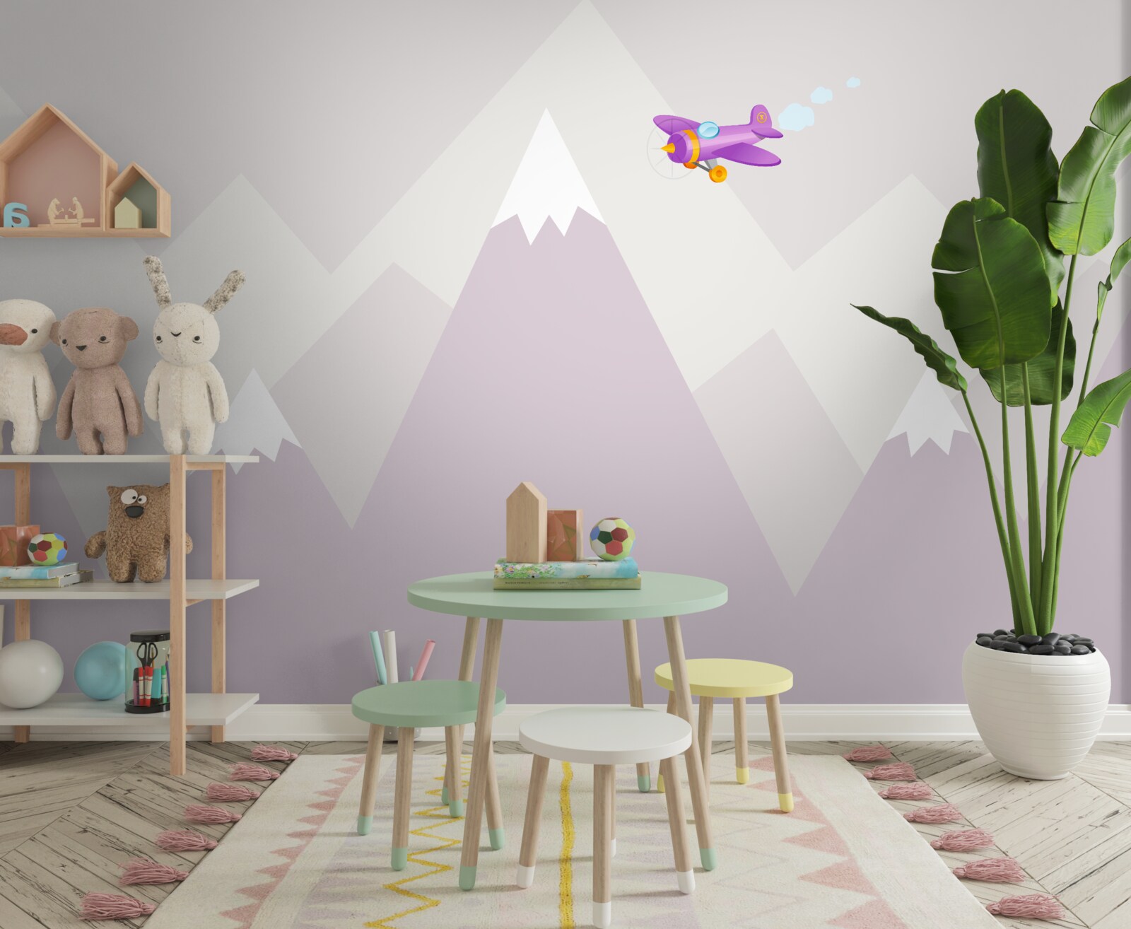 Papier peint la chambre des enfants est située sur un fond de montagnes