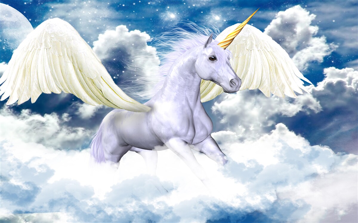 Papier peint La licorne volante perce les nuages