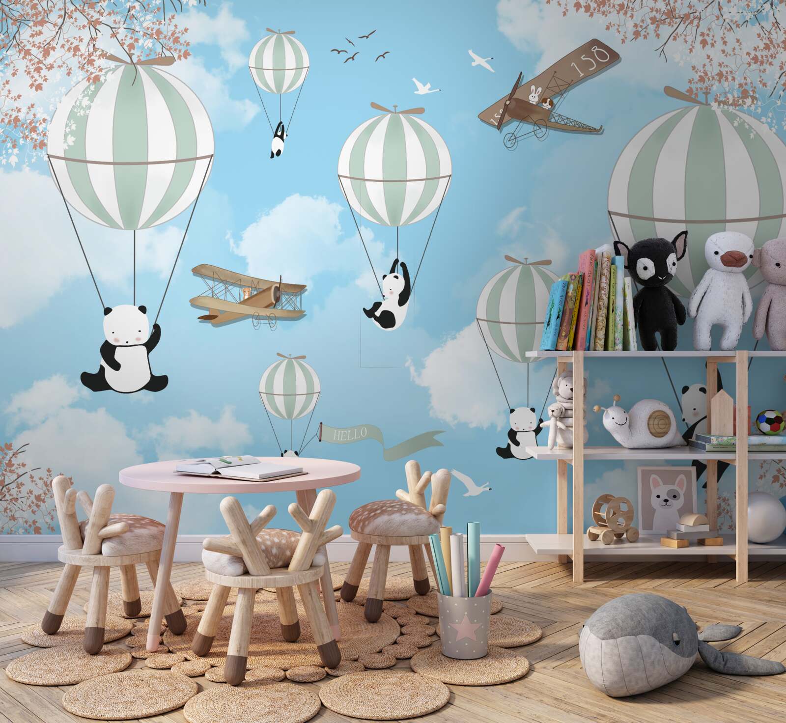 Papier peint les pandas aiment jouer avec des ballons