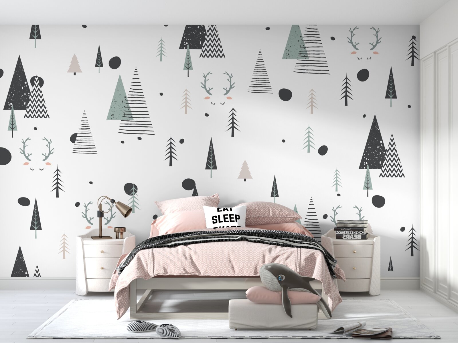 Papier peint forêt géométrique abstraite