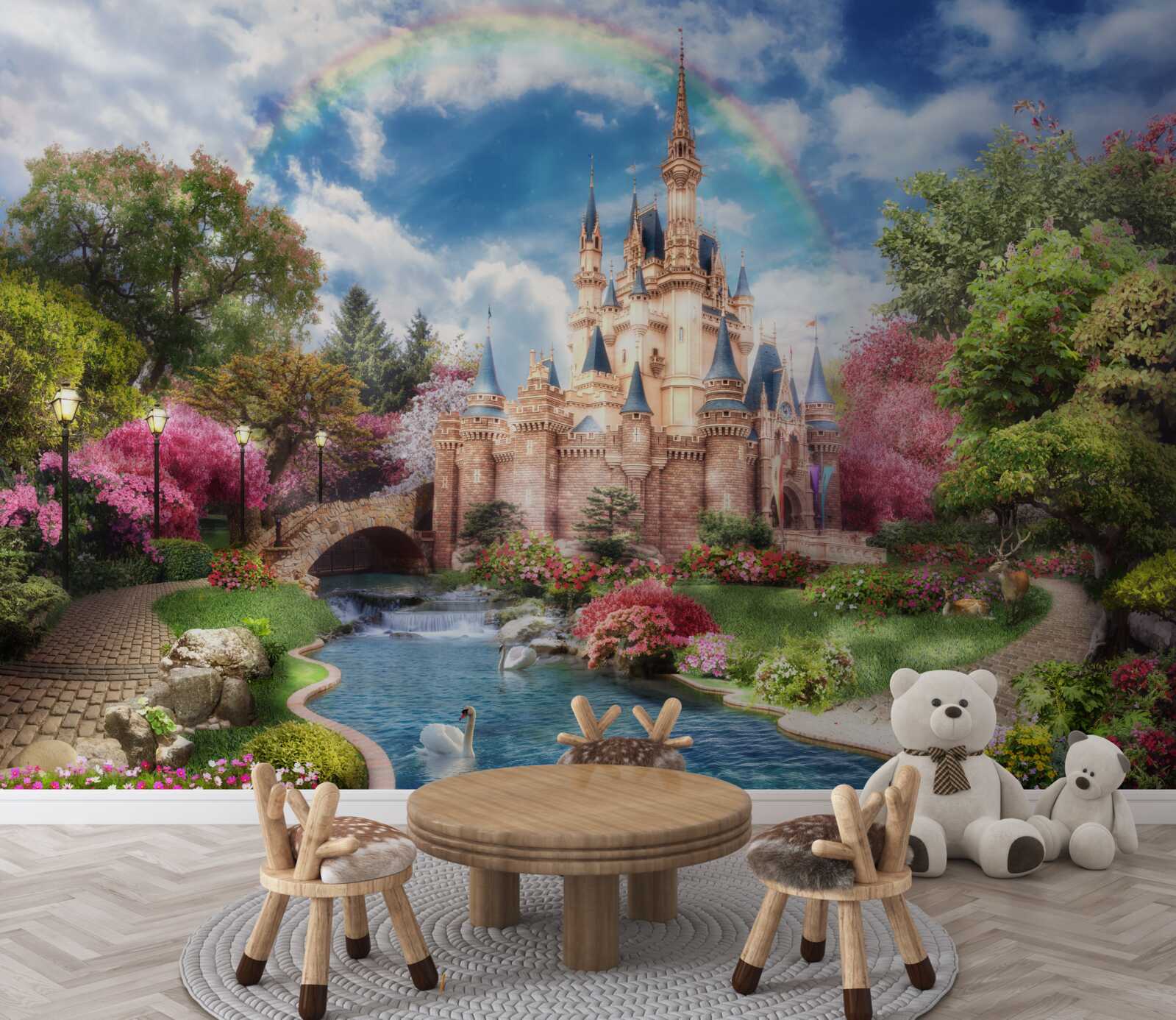 Papier peint un château d'une incroyable beauté de conte de fées