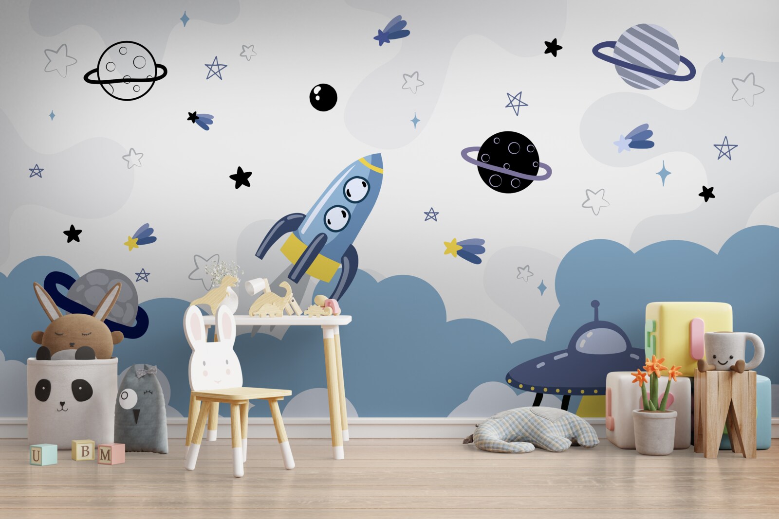 Papier peint vaisseaux spatiaux flottant dans l'espace