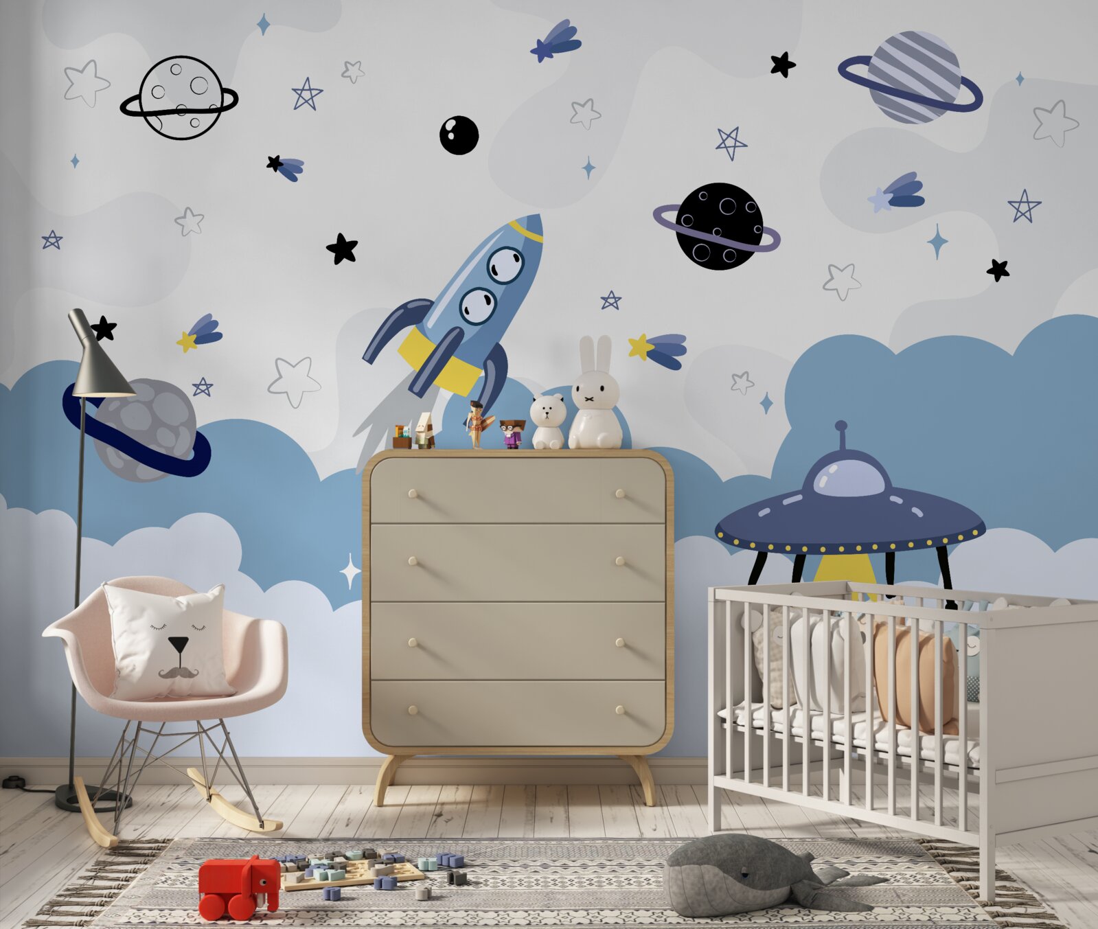 Papier peint vaisseaux spatiaux flottant dans l'espace