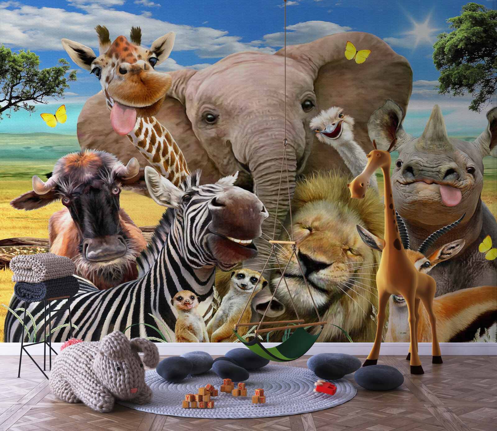 Papier peint selfie singulier de sympathiques africains
