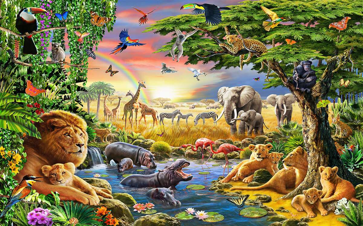Papier peint La jungle dans un livre