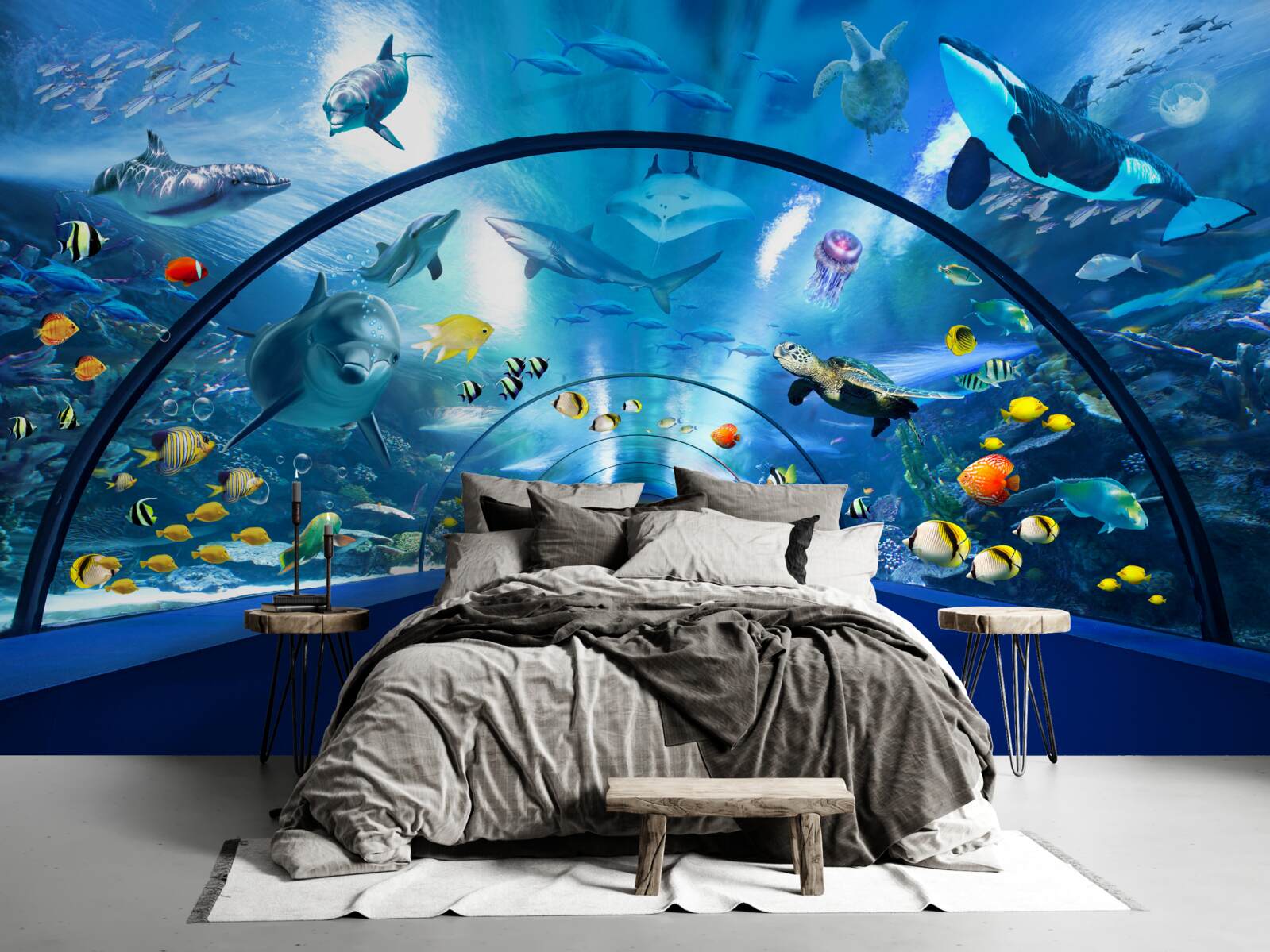 Papier peint fascinant tunnel d'aquarium