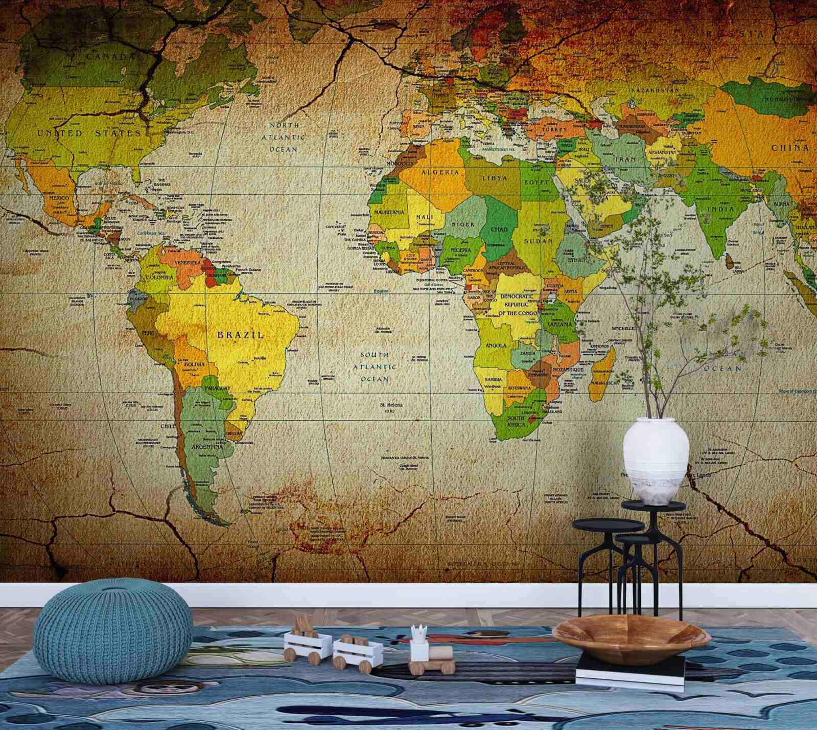 Papier peint carte géographique du monde