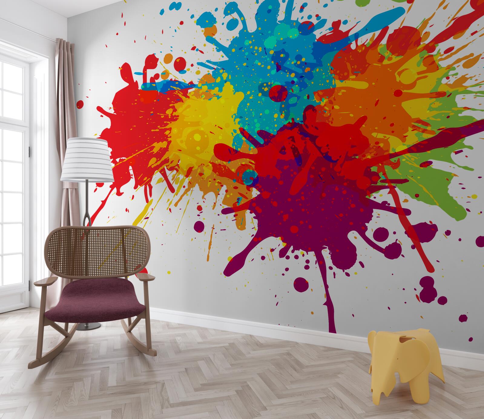 Papier peint explosion de teintes vives