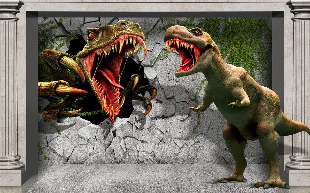 Papier peint dinosaures agités dans l'arc