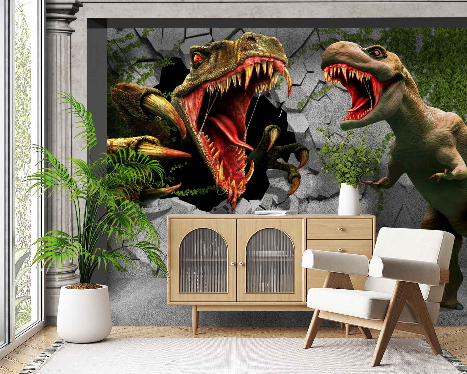 Papier peint dinosaures agités dans l'arc