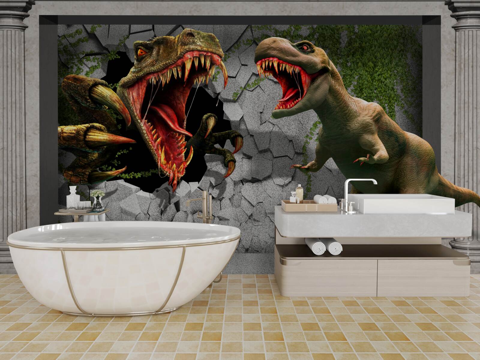 Papier peint dinosaures agités dans l'arc