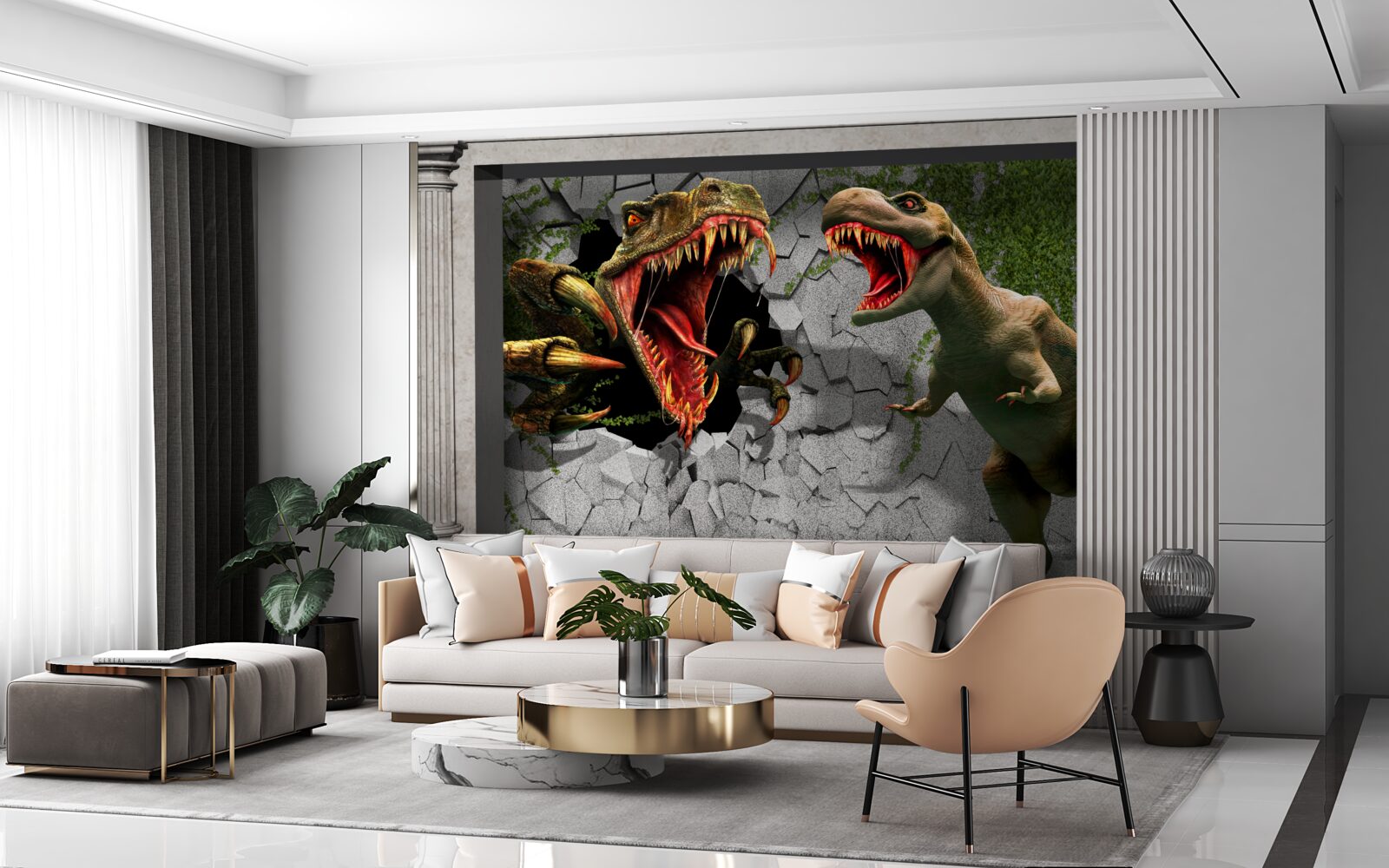 Papier peint dinosaures agités dans l'arc