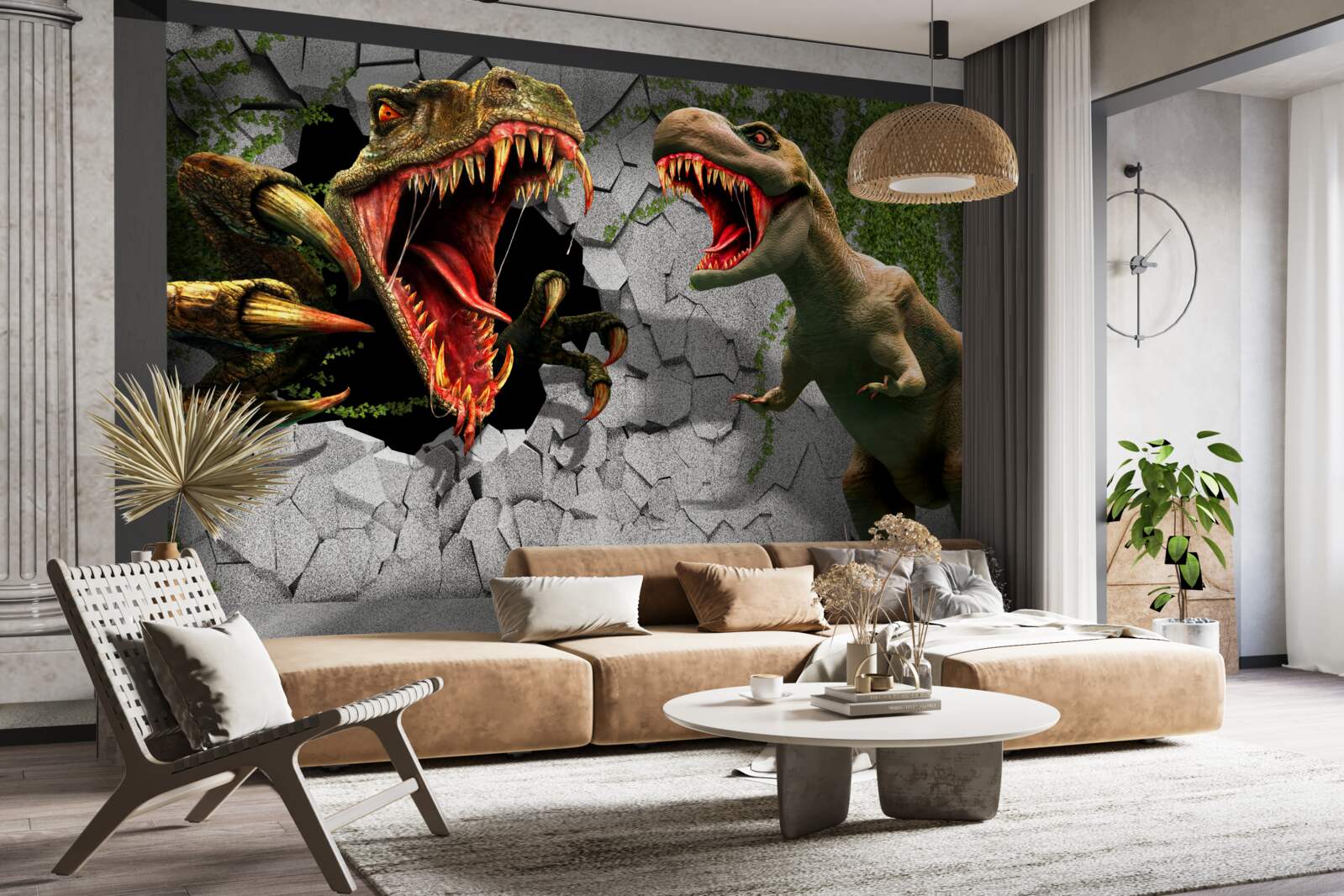 Papier peint dinosaures agités dans l'arc