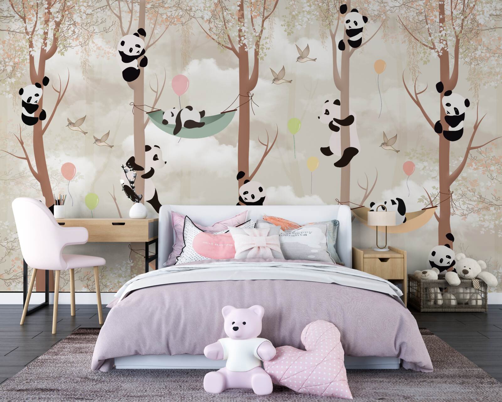 Papier peint de nombreux pandas vivent dans les arbres