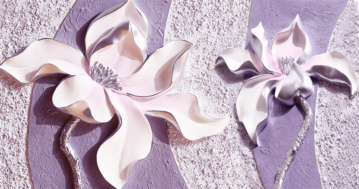Papier peint lys blanc en porcelaine décoré de pierres