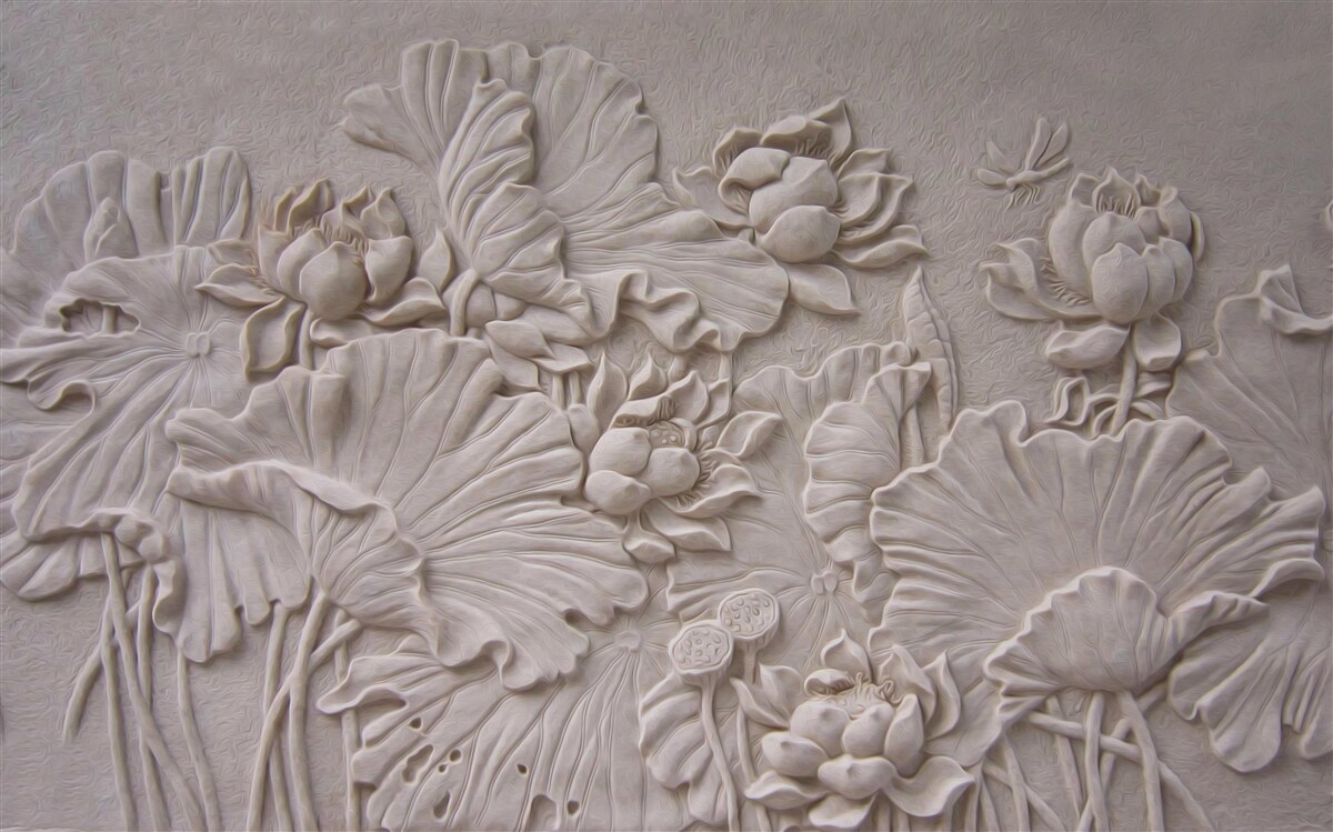 Papier peint fleurs avec texture gravée