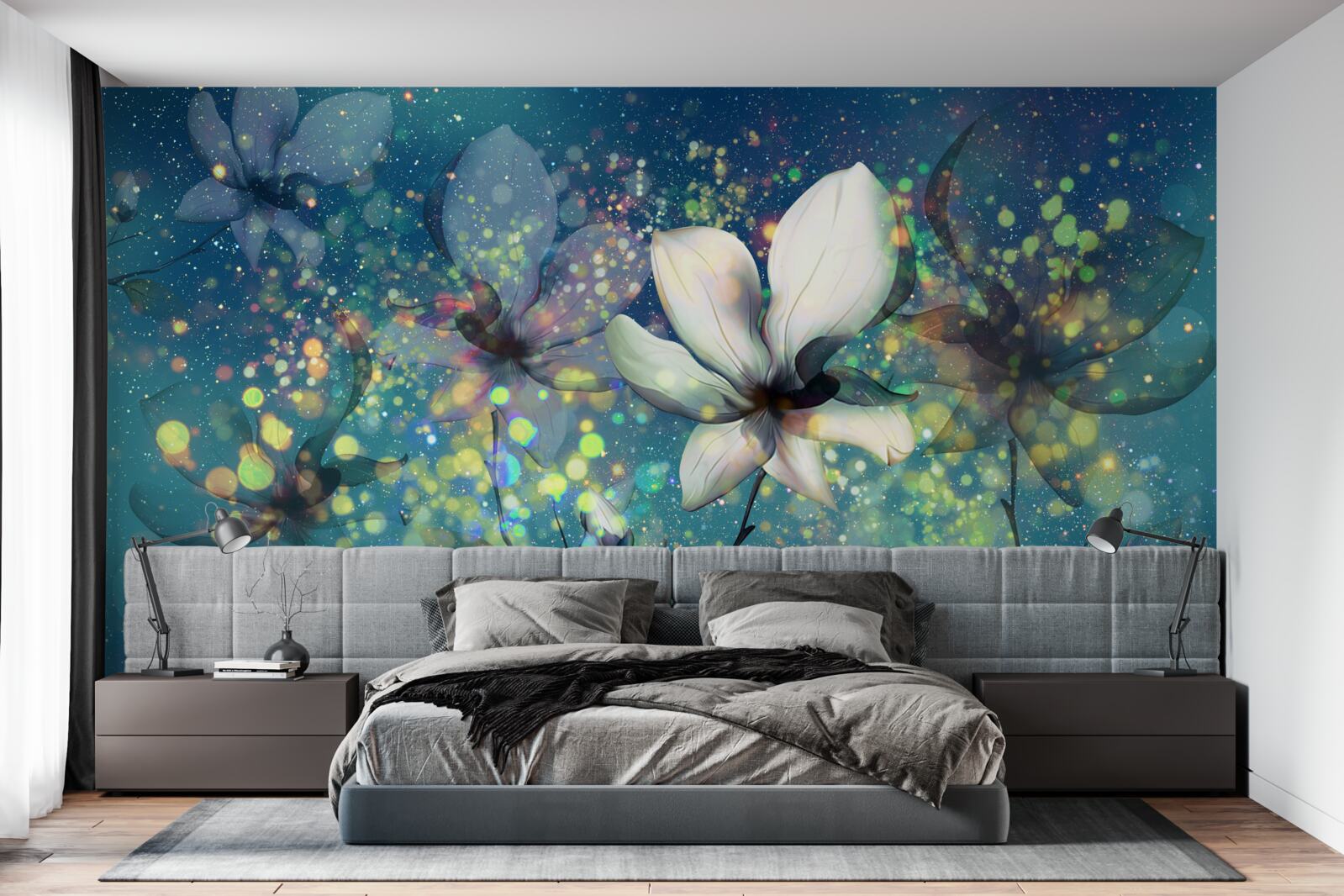 Papier peint couleurs exclusives sur fond de saphir foncé