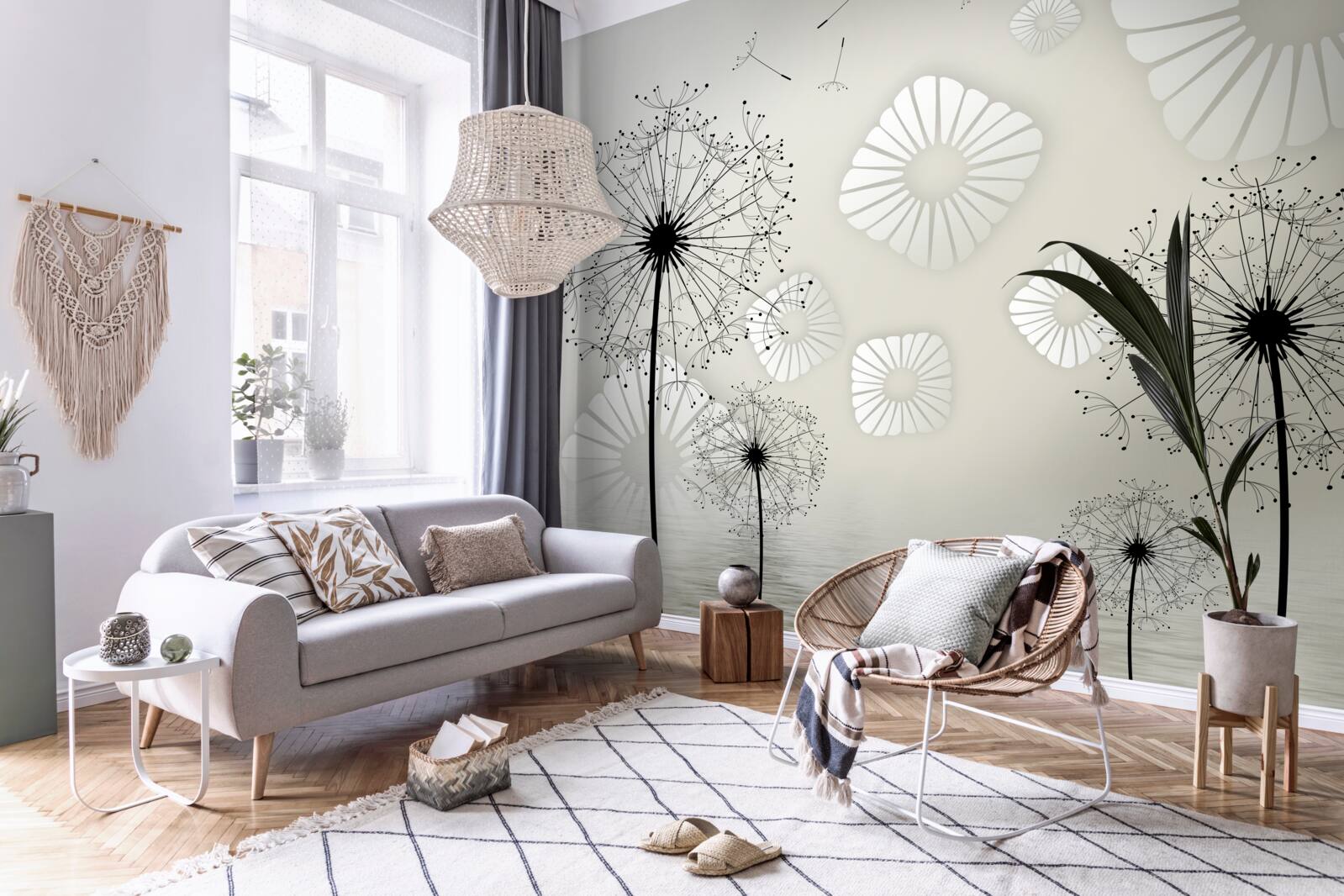 Papier peint pissenlit au lever du soleil