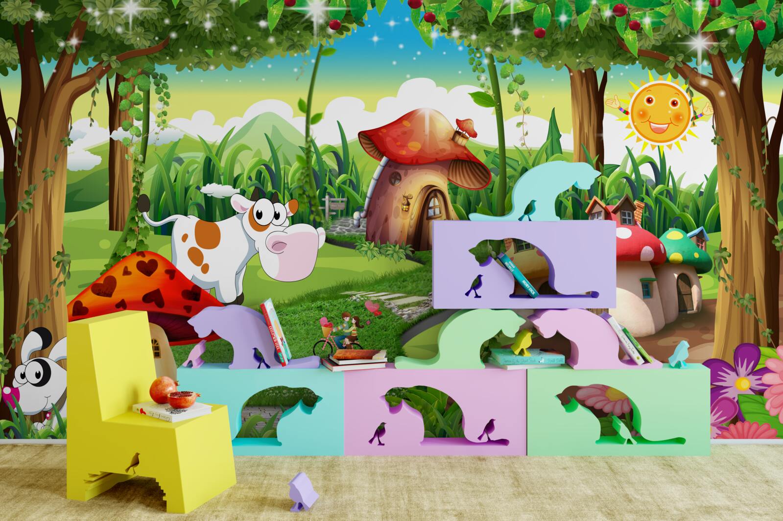 Papier peint royaume magique pour les enfants