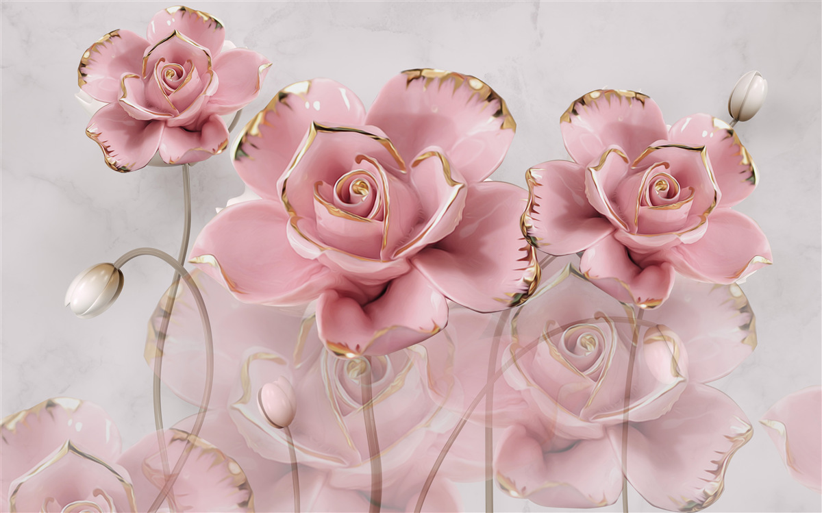 Papier peint fond délicat décoré de roses roses
