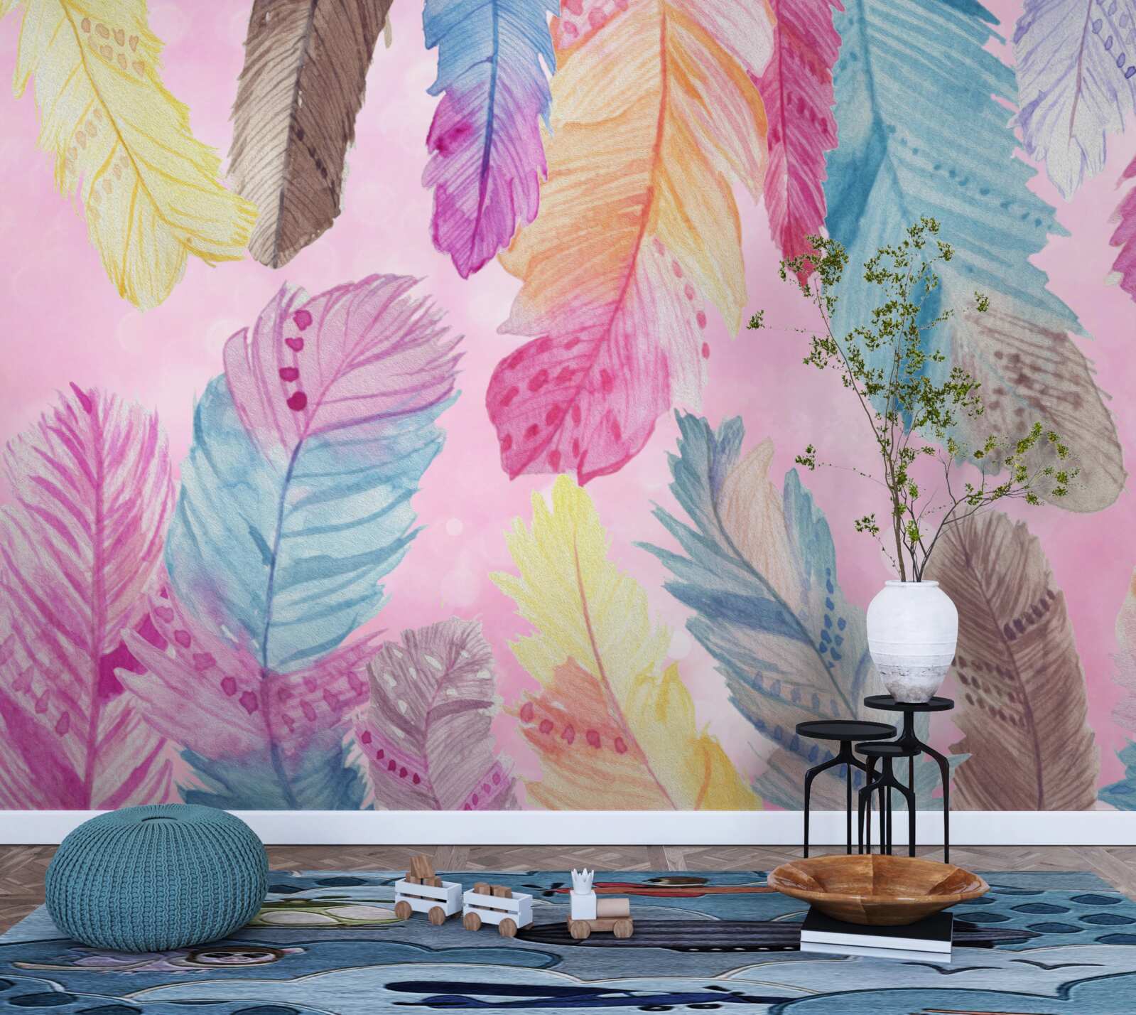 Papier peint plumes avec de magnifiques tons différents