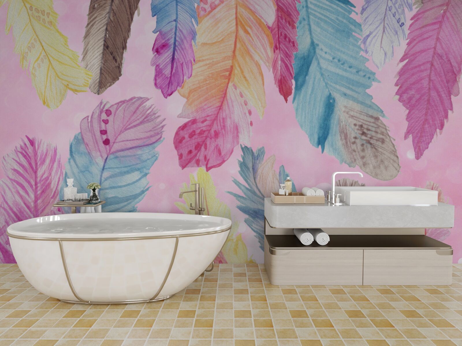 Papier peint plumes avec de magnifiques tons différents