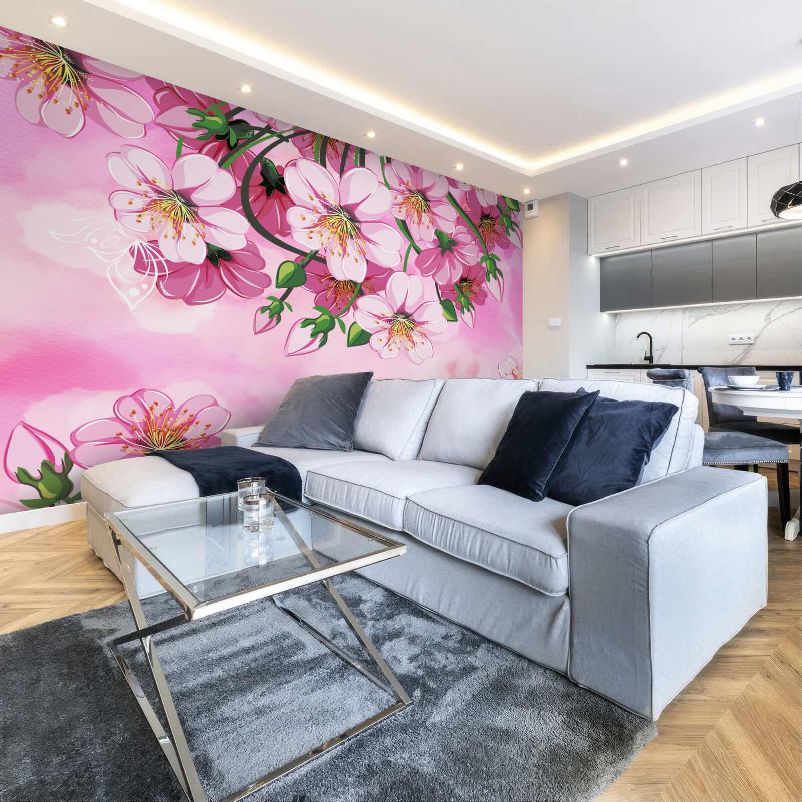 Papier peint Cerisiers japonais en fleurs