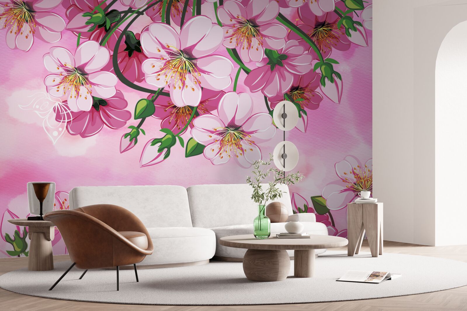Papier peint Cerisiers japonais en fleurs