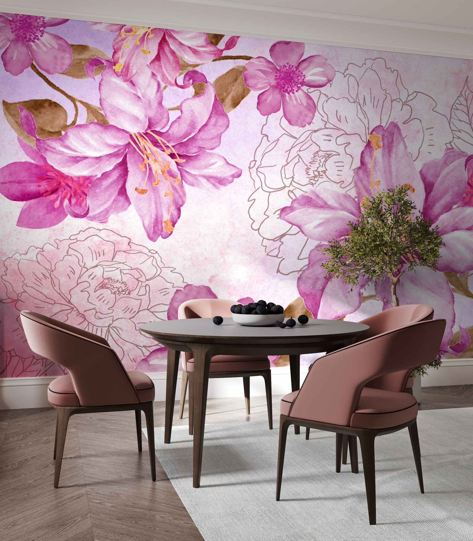 Papier peint l'élégance des fleurs dans une expression abstraite