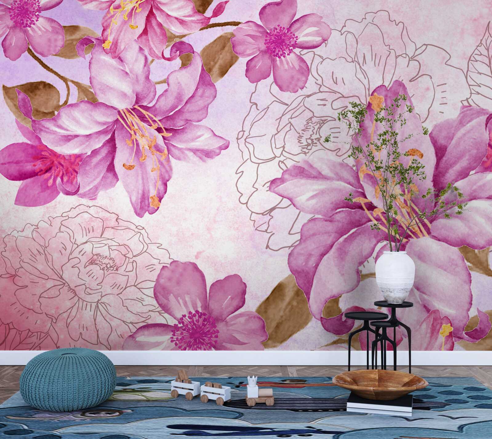 Papier peint l'élégance des fleurs dans une expression abstraite