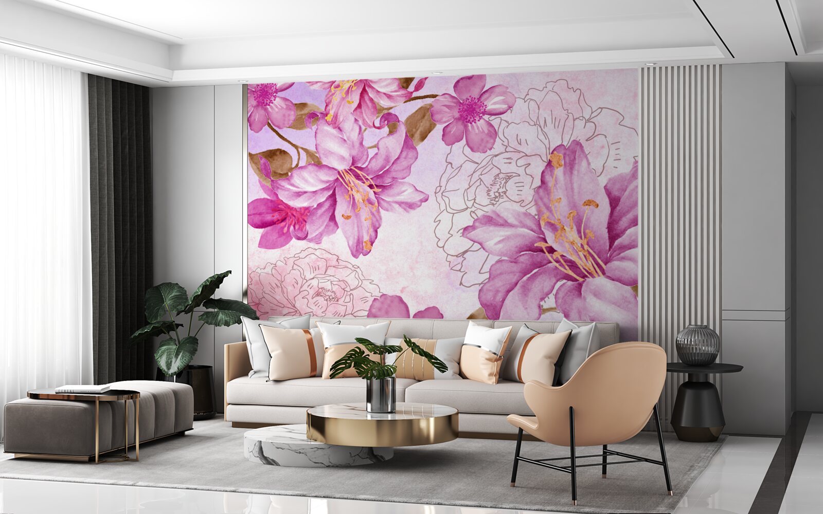 Papier peint l'élégance des fleurs dans une expression abstraite