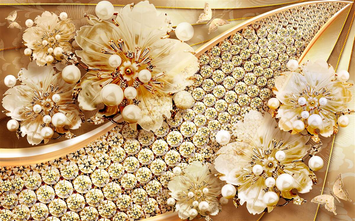 Papier peint couleurs or et perle d'or