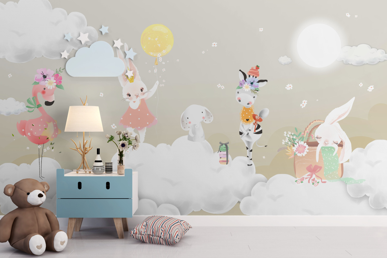 Papier peint animaux dans les nuages