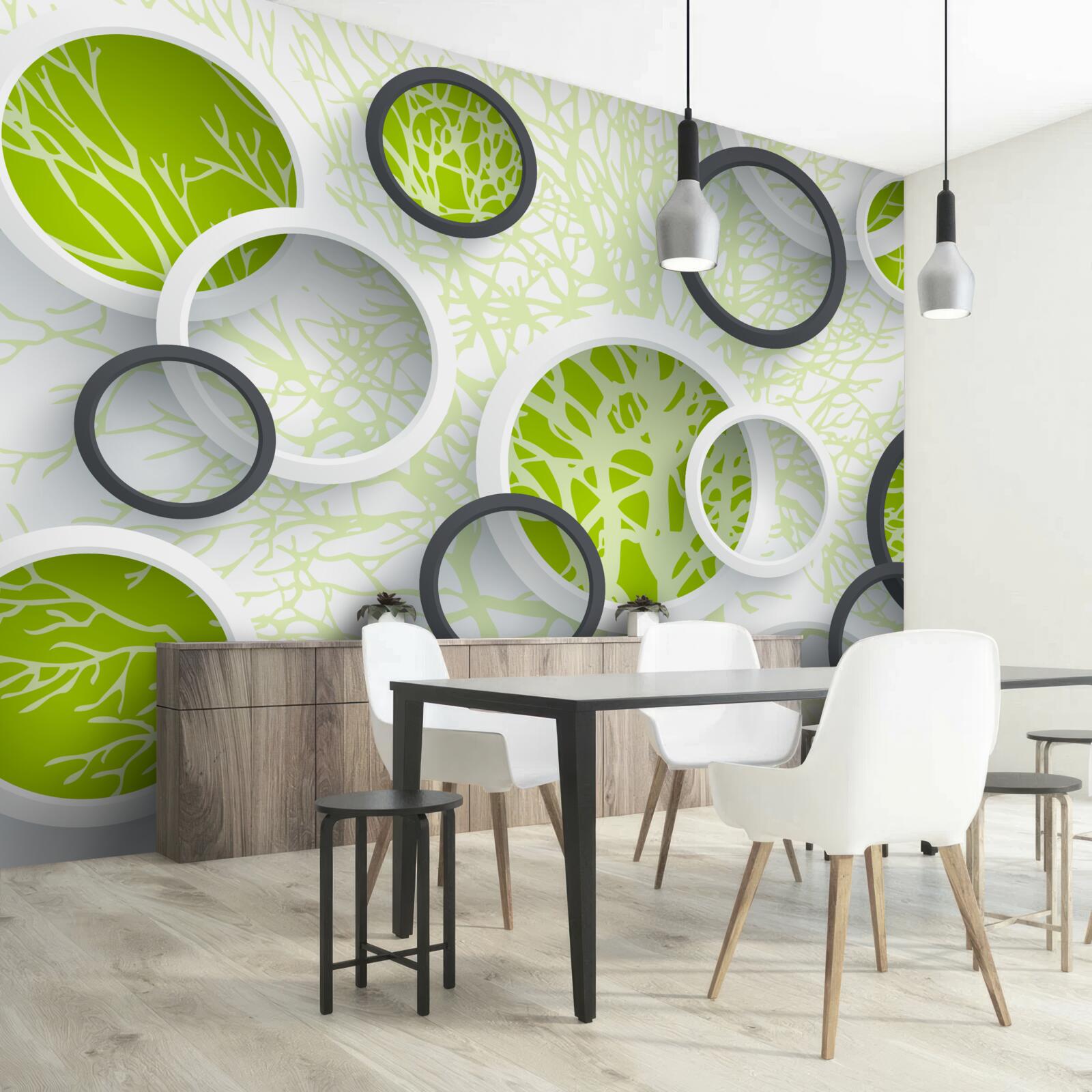 Papier peint les cercles de l'objectif reflètent le vert des feuilles de l'arbre