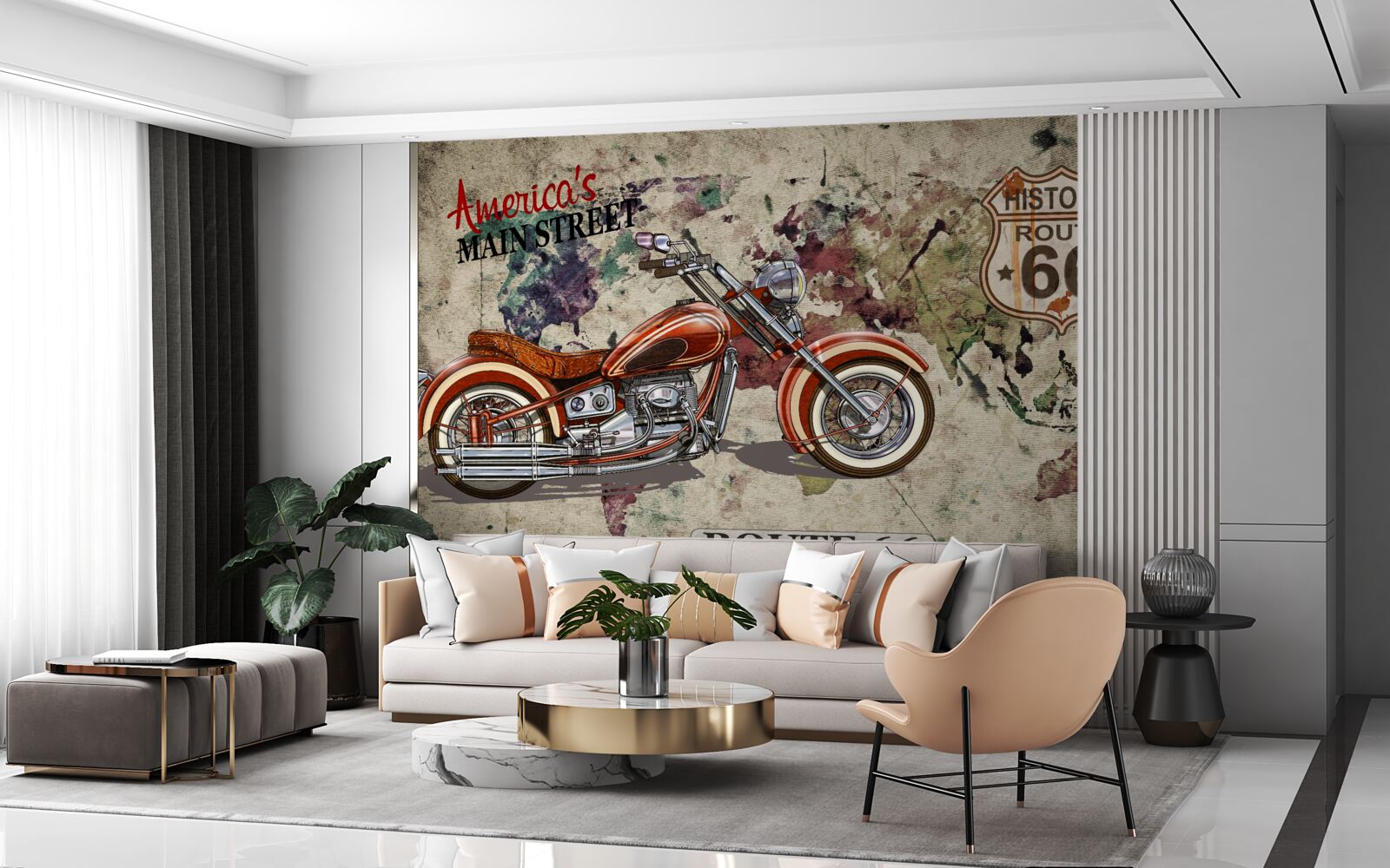 Papier peint moto élégante d'amérique