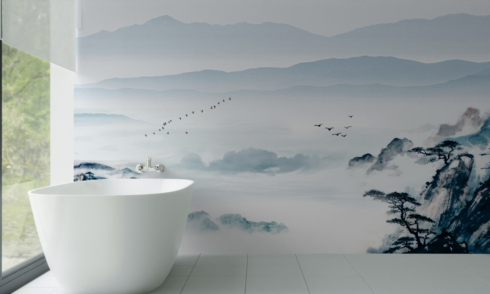Papier peint nature brumeuse