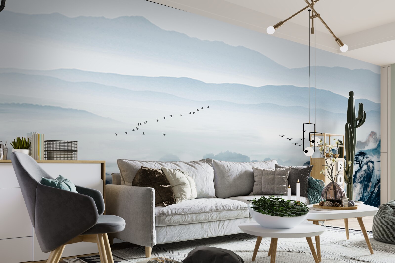 Papier peint nature brumeuse