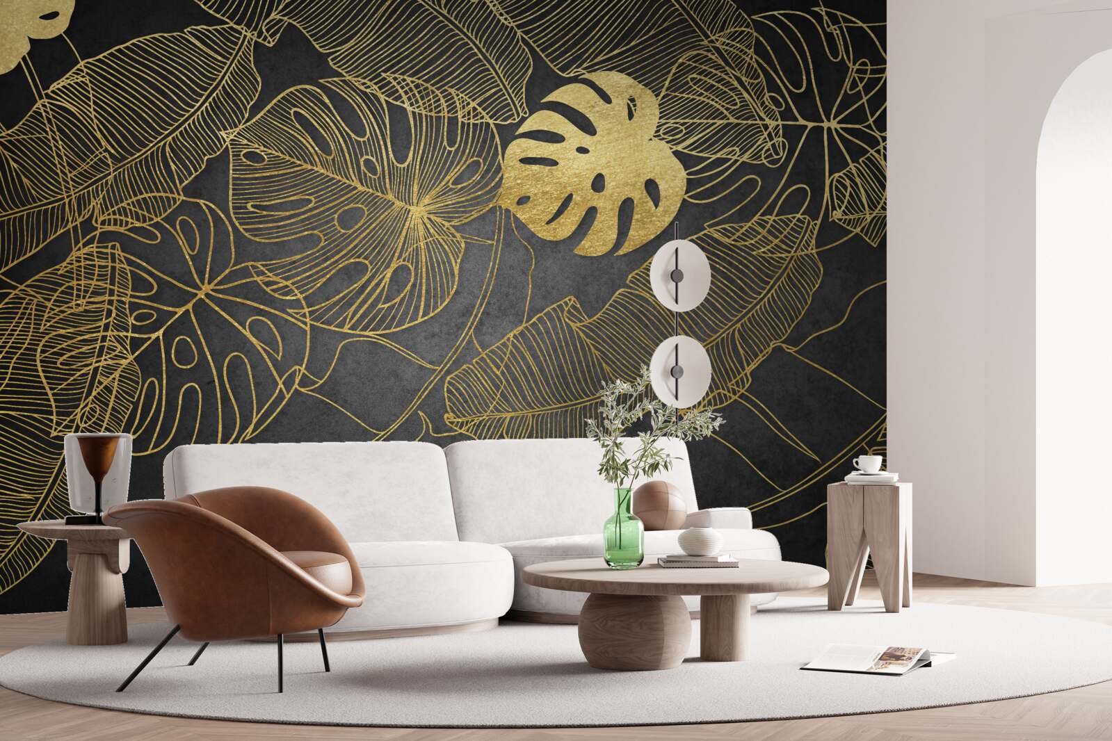 Papier peint les monstera ont des feuilles dont le contour correspond à la division dorée