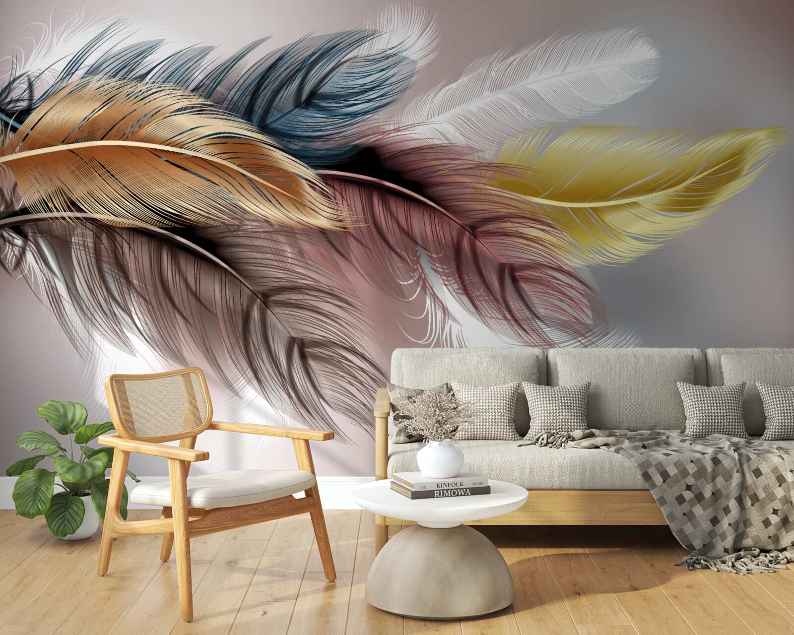 Papier peint plumes d'émeraude vintage