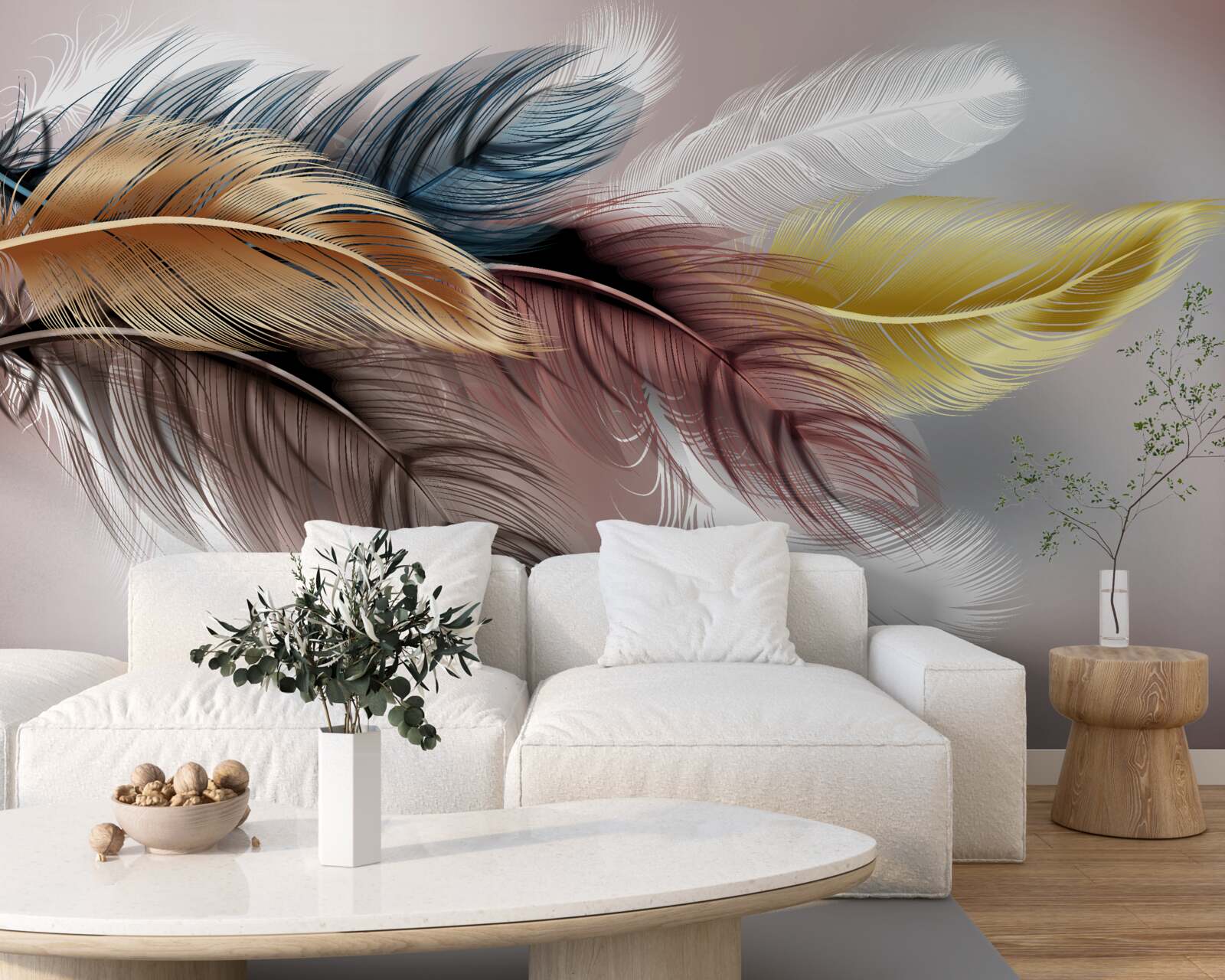 Papier peint plumes d'émeraude vintage